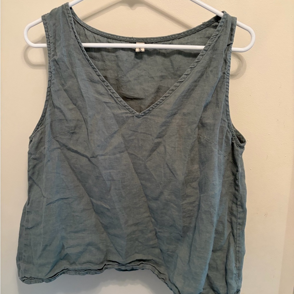 Seafoam Green Sleeveless Linen Tank